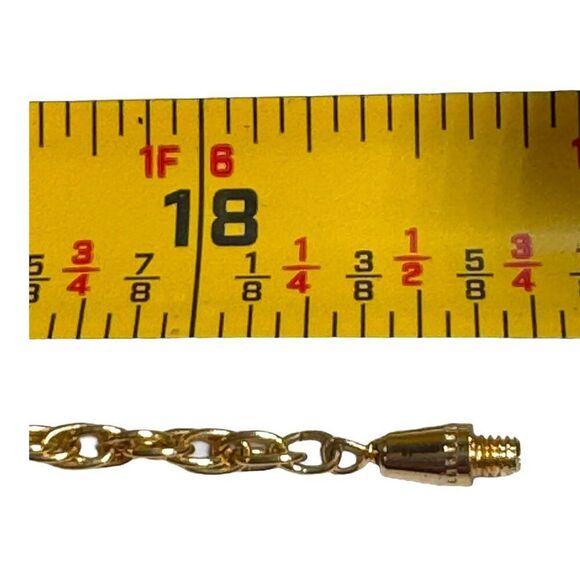 Gold-Tone Damascene Spain Pendant Necklace Flower & Twisted Chain 18" Vintage - Picture 6 of 9